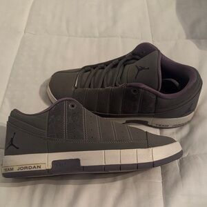 Jordan Gray and Purple Sneakers